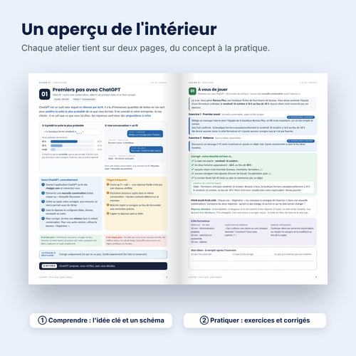 Aperçu de l'intérieur du tome 1 : un atelier sur deux pages