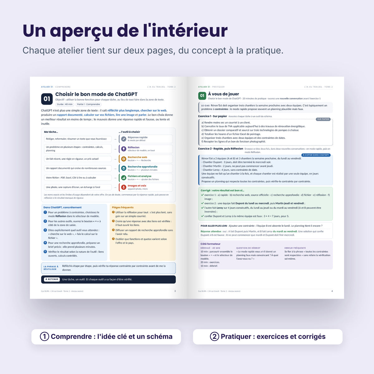 Aperçu de l'intérieur du tome 2 : un atelier sur deux pages